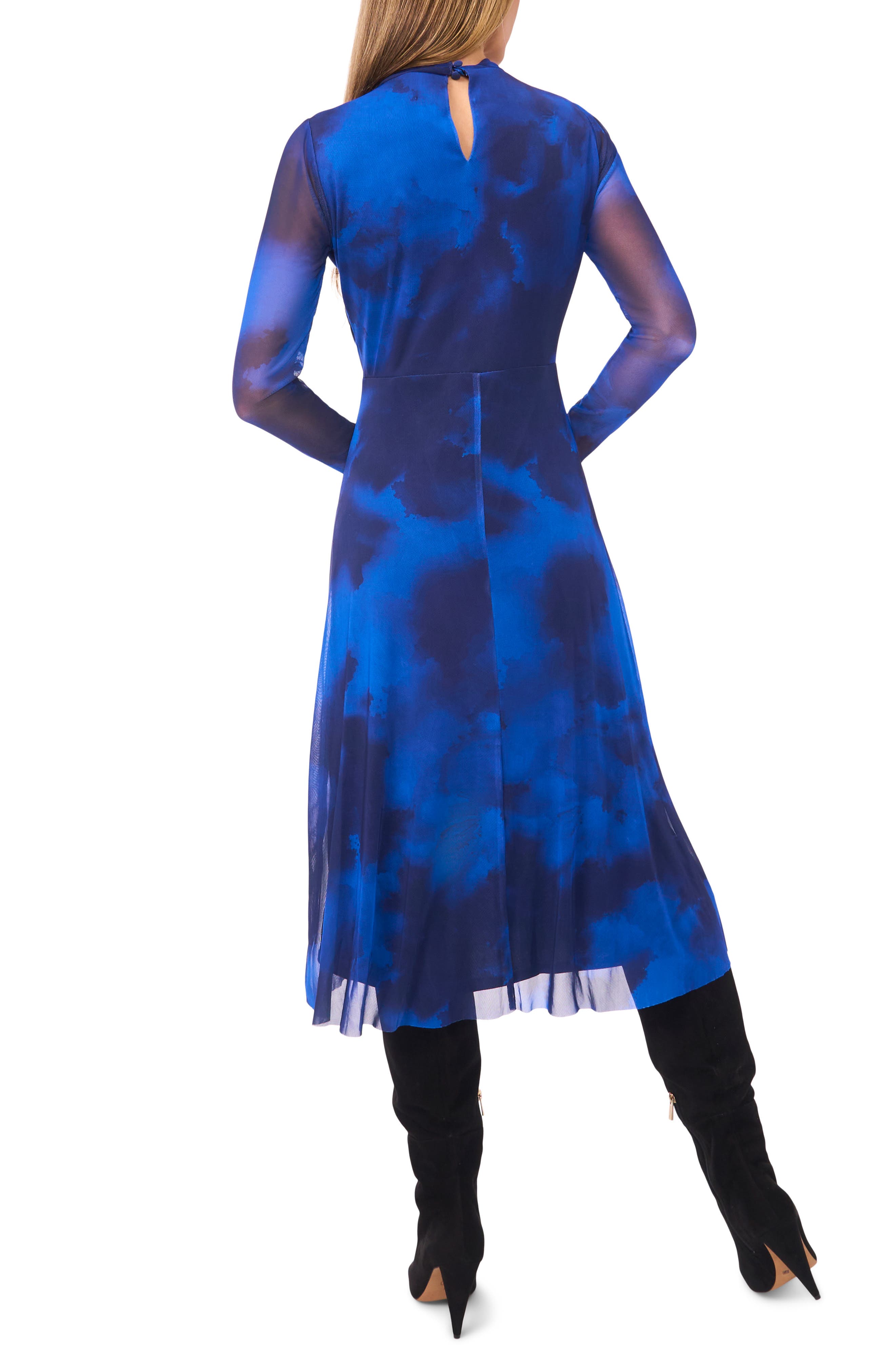 Dye Long Sleeve Mesh Midi Dress - image 2
