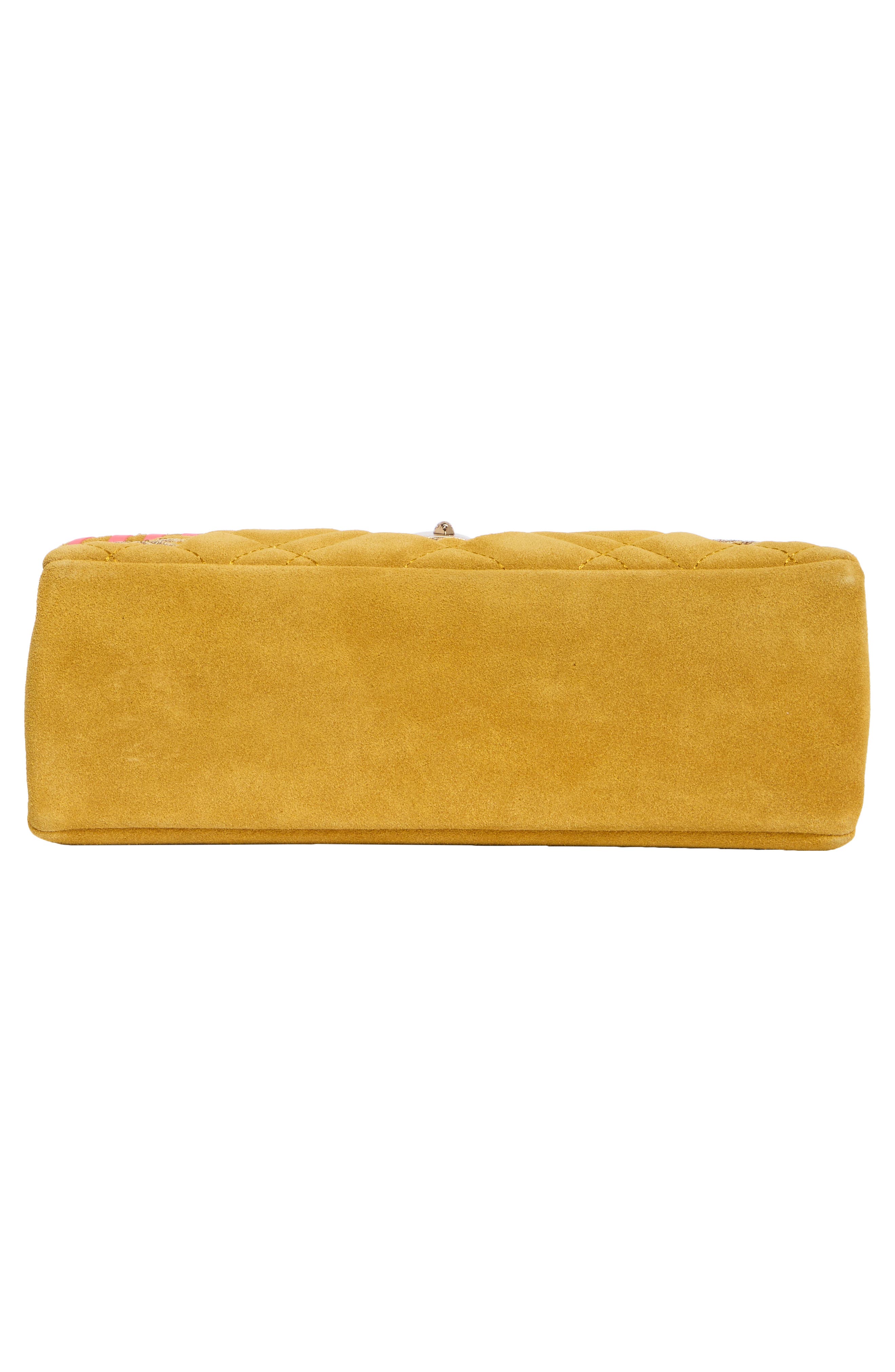 Kurt Geiger London Brixton Sequin Flower Suede Shoulder Bag, Alternate, color, Dark Yellow