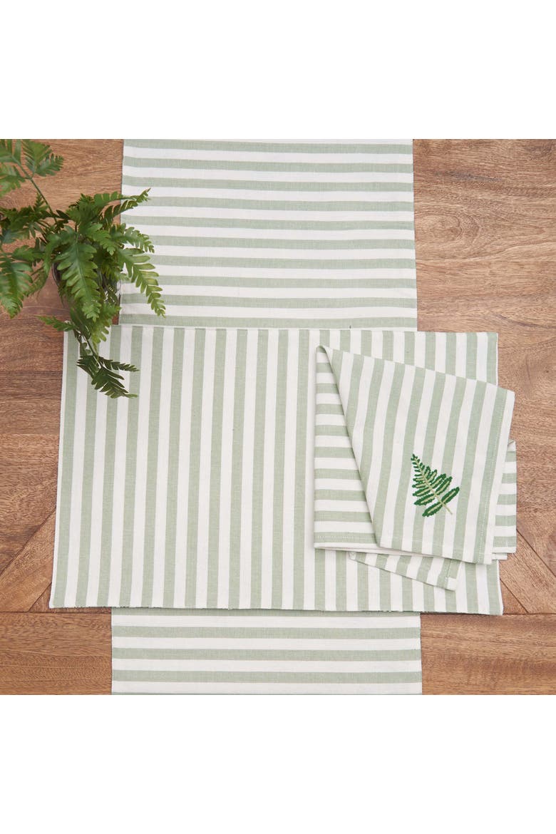 Botanical Forest Hemstitch Set of 6 Cloth Napkins, Alternate, color, Green