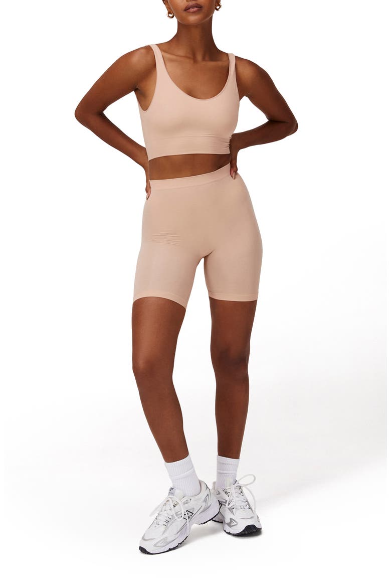 Seamless Sculpt Mid Shorts, Alternate, color, Nude