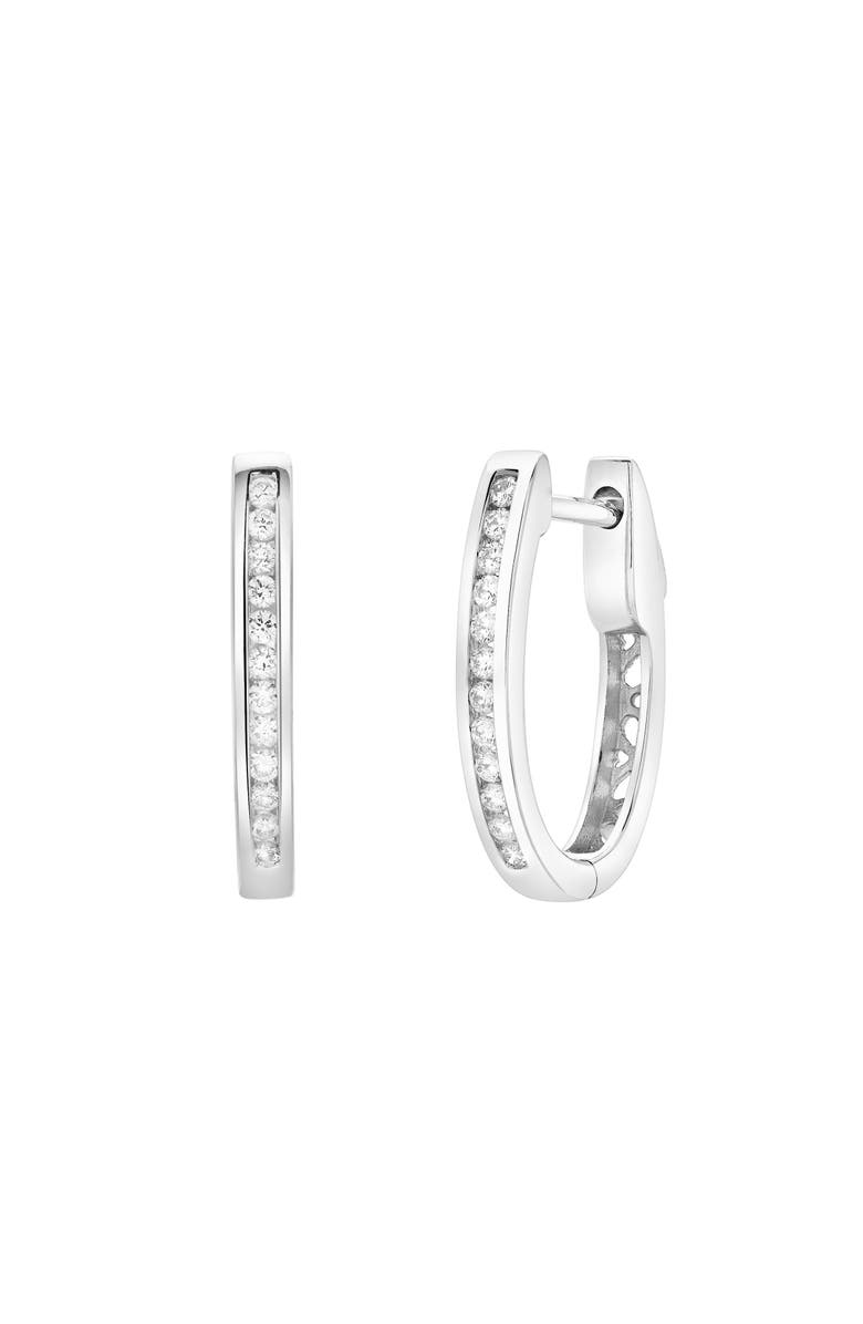 LuvMyJewelry Florisse Channel-Set Diamond Huggie Hoop Earrings in 14K Gold, Alternate, color, 14K White Gold