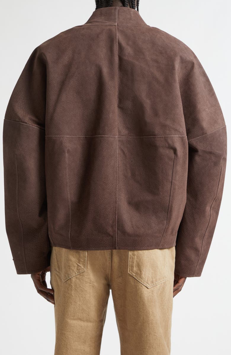 Jacquemus The Berger Wrapped Suede Jacket, Alternate, color, Dark Brown