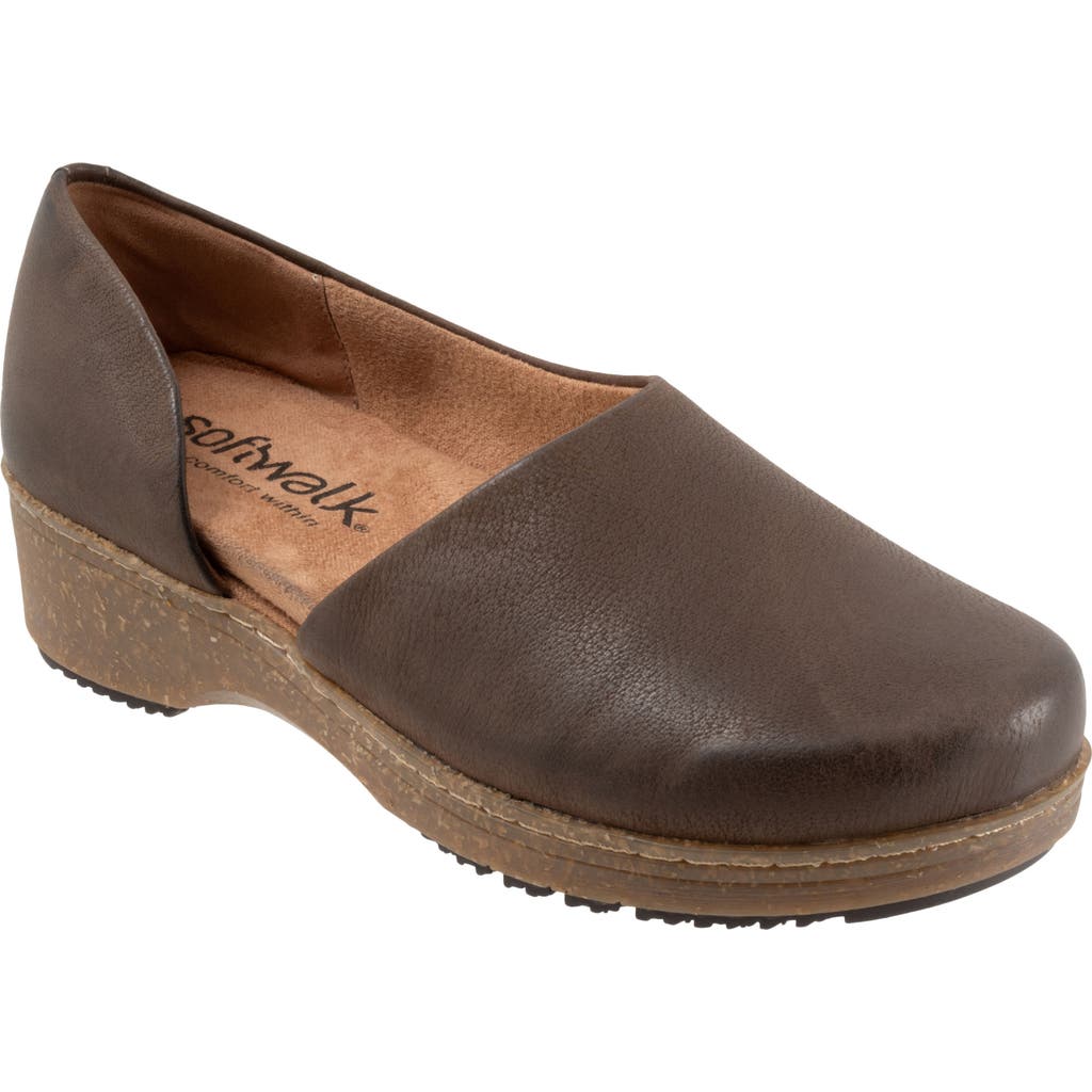 Softwalk ® Addie Half D'orsay Clog In Dark Brown Nubuck
