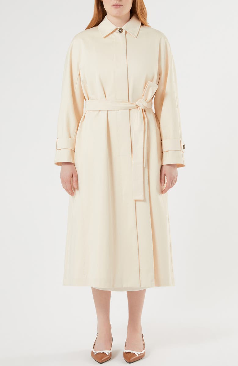 Marina Rinaldi Noblo Water Repellent Cotton Gabardine Trench Coat, Main, color, Ivory