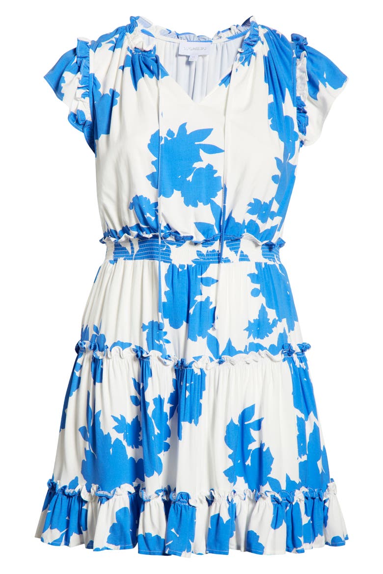 Don't Be Shy Toledo Tiered Dress, Alternate, color, WHITE-BLUE