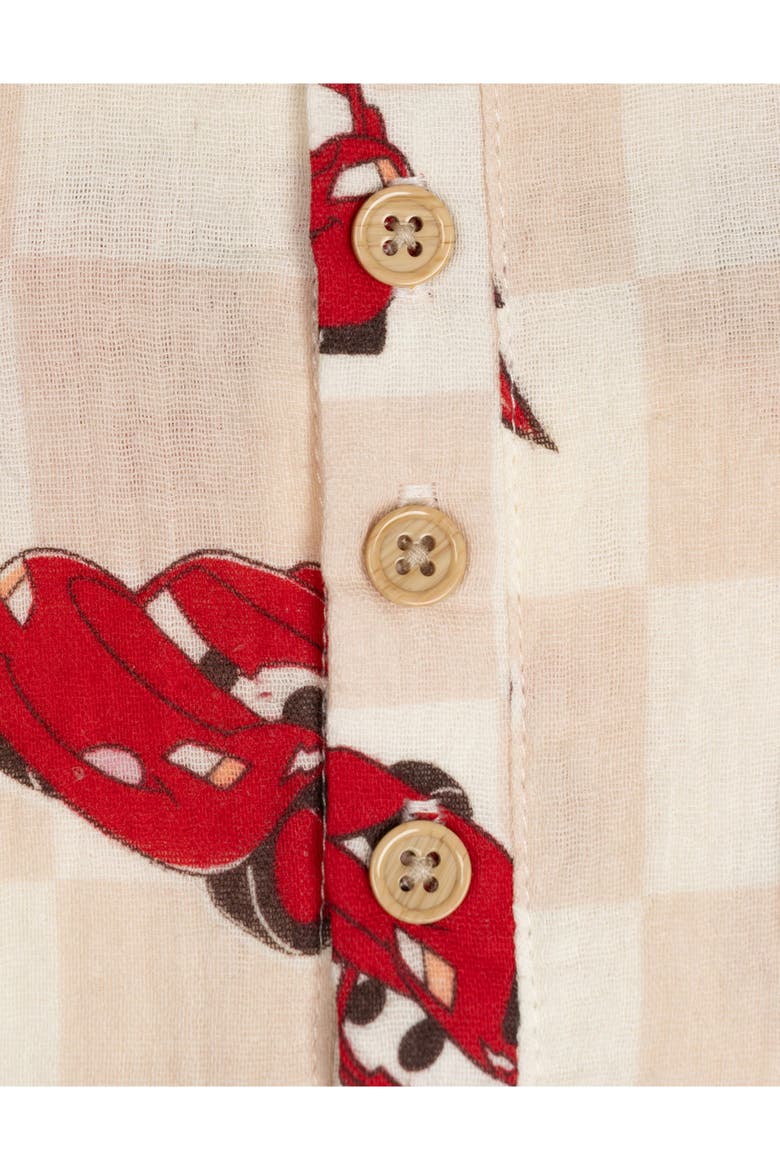 Cars Lightning McQueen Sleeveless One Piece Romper, Alternate, color, McQueen Beige Gingham