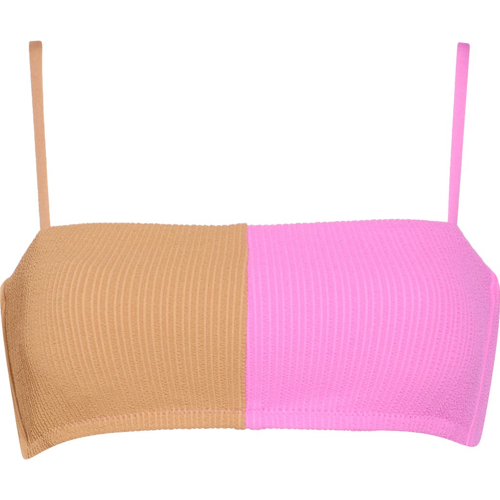Shop Sanctuary Colorblock Rib Bandeau Bikini Top In Pink Aura
