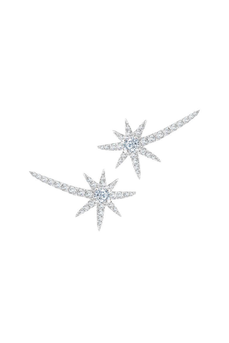 White Shooting Starburst Earrings, Main, color, White Gold