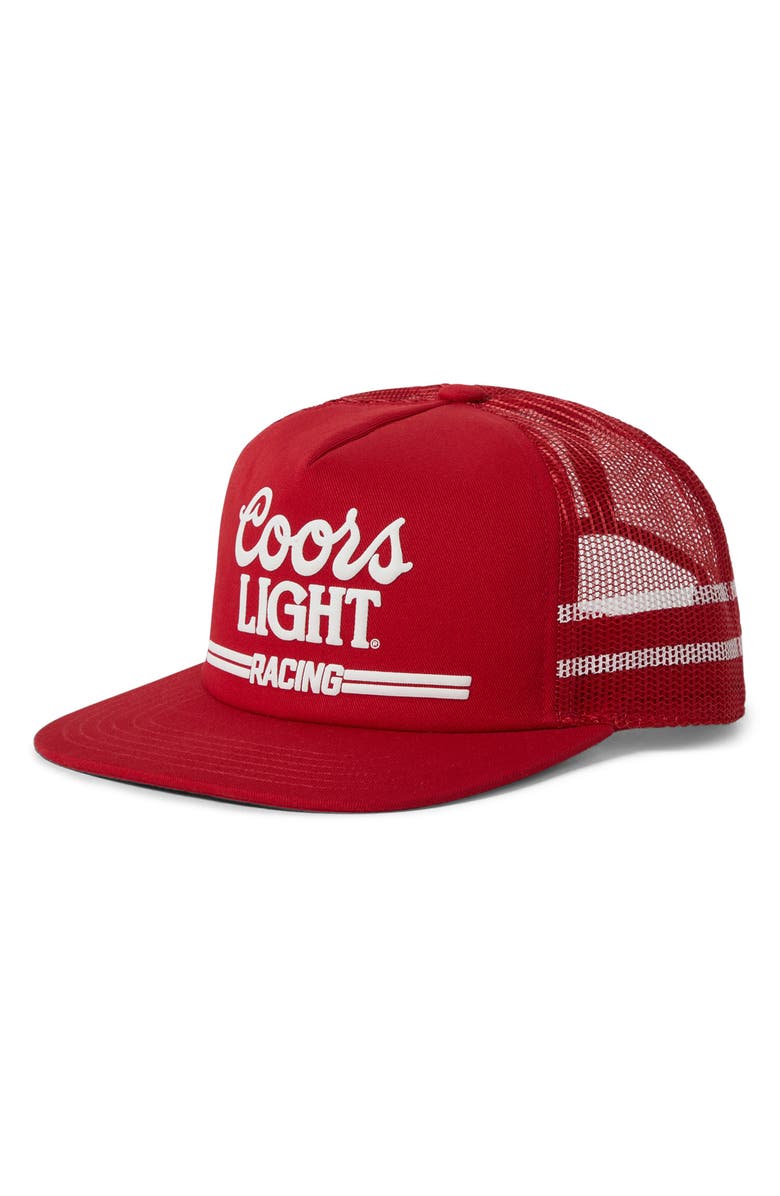 Brixton Coors Light Racing NetPlus<sup>®</sup> Trucker Hat, Main, color, Coors Red/ White