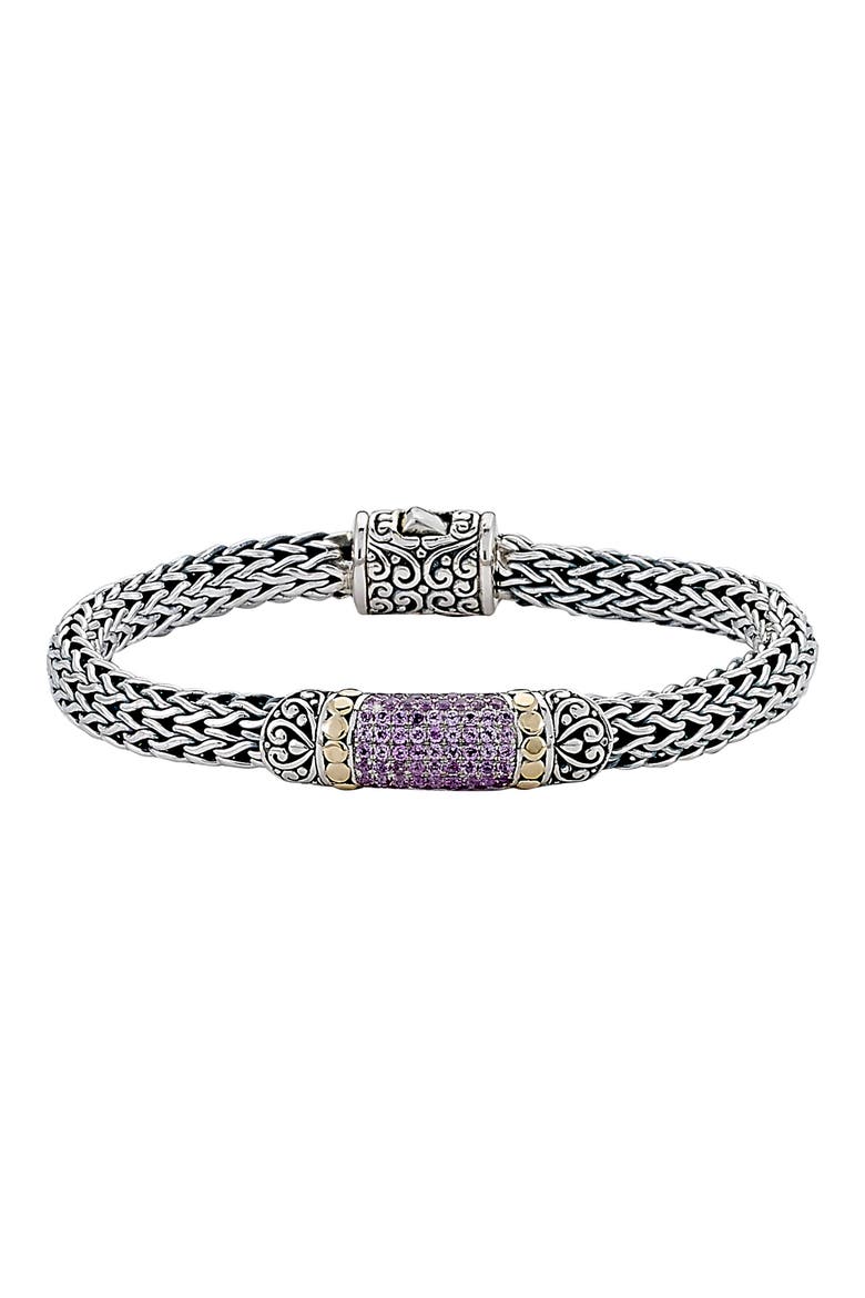 Semiprecious Stone Textured Bangle Bracelet, Main, color, PINK