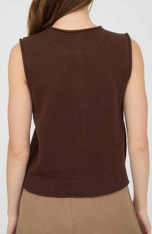 Blu Pepper Solid Button Front Sweater Vest In Brown