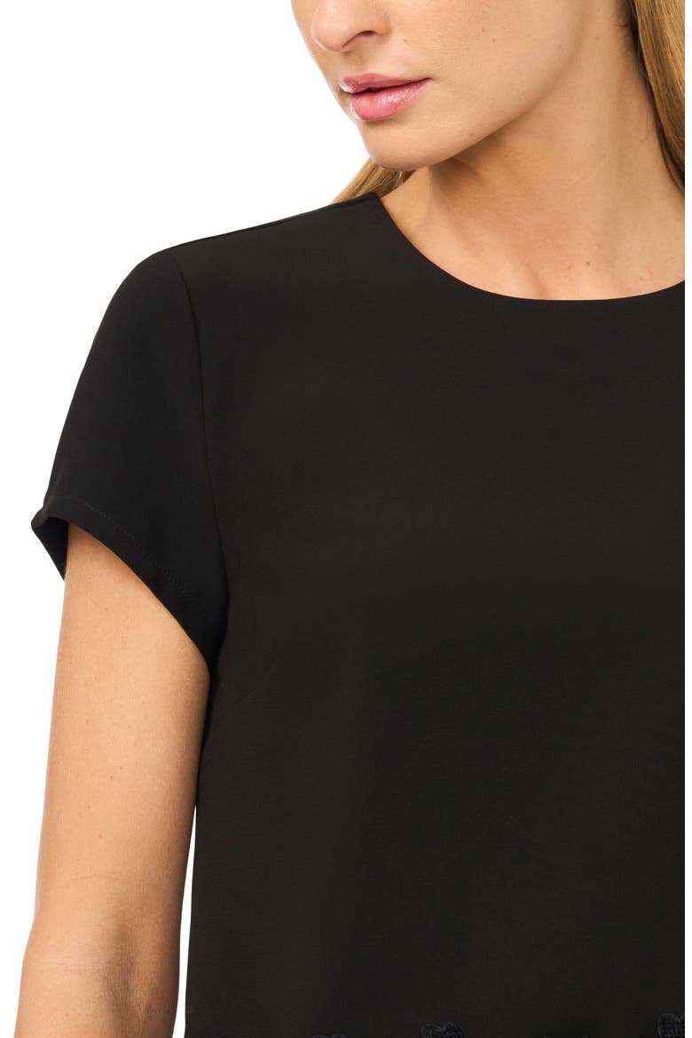 Issa Cap Sleeve Lace Hem Top, Alternate, color, RICH BLACK