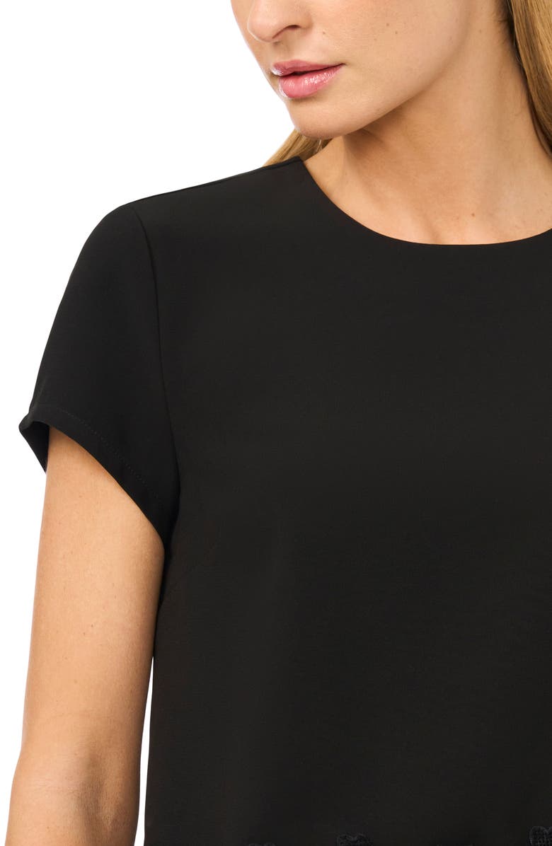 Ted Baker Issa Cap Sleeve Lace Hem Top, Alternate, color, Rich Black