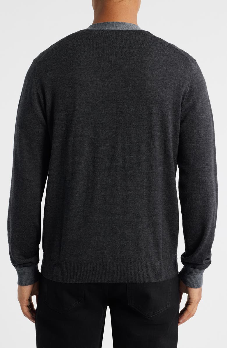 Robert Barakett Thomas Merino Wool Cardigan, Alternate, color, Charcoal