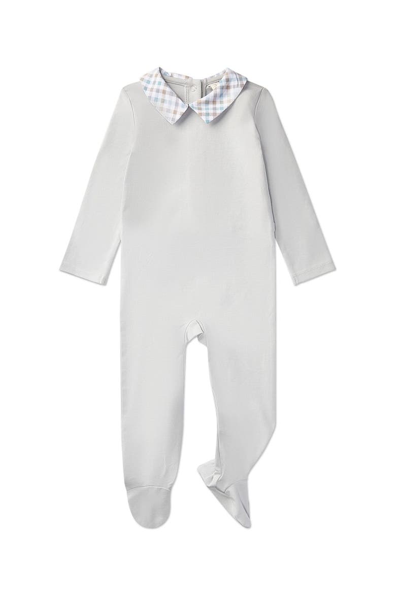 Baby Plaid-Collar Cotton Rich Footie, Main, color, Pearl Blue
