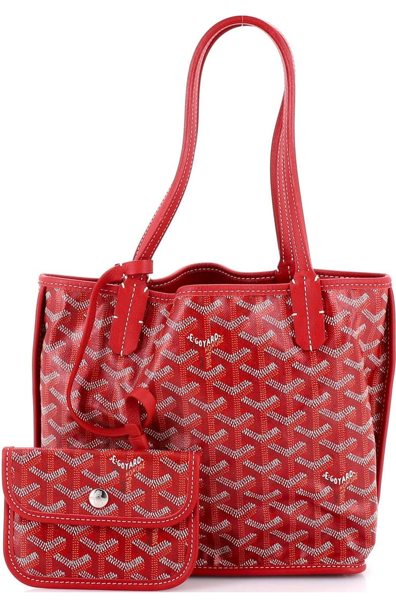 Pre-Owned Goyard Anjou Reversible Tote Coated Canvas Mini, Alternate, color, Red