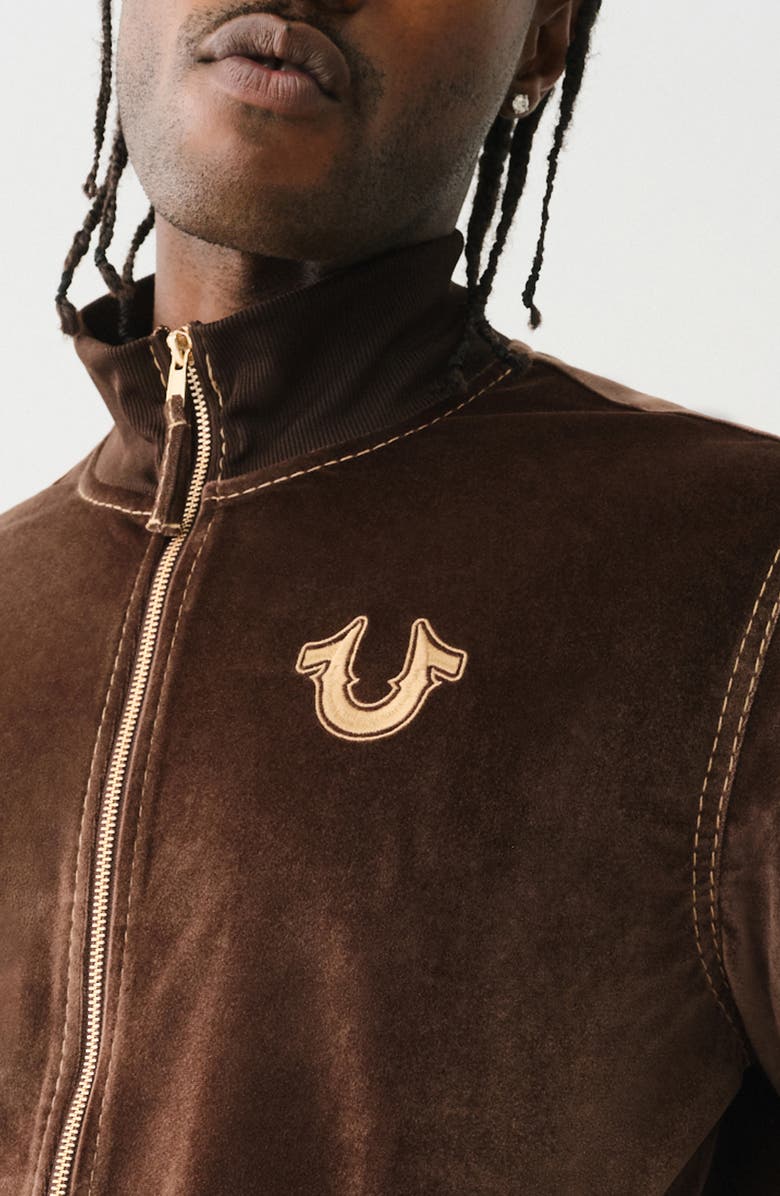 True Religion Big T Mock Neck Zip Bomber Jacket, Alternate, color, Bracken