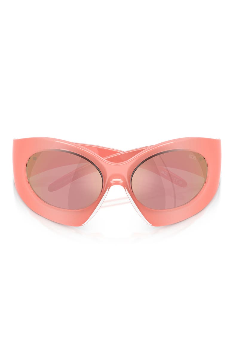 56mm Mirrored Cat Eye Sunglasses, Alternate, color, CRISTAL VARNISH PEACH / PINK