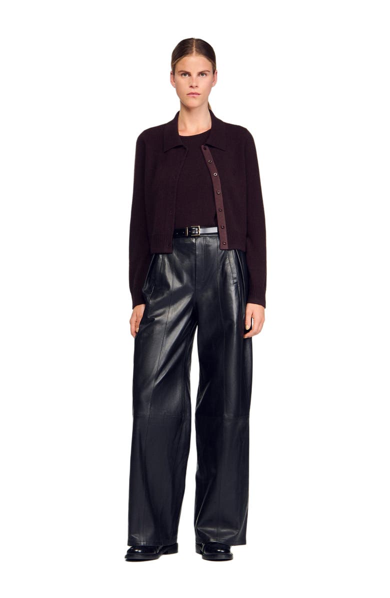 SANDRO Sleeveless fine knit vest, Alternate, color, Chocolate