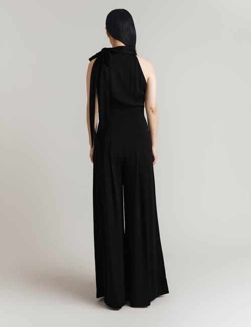Ghost London Myla Crepe Halter Neck Wide Leg Jumpsuit In Black