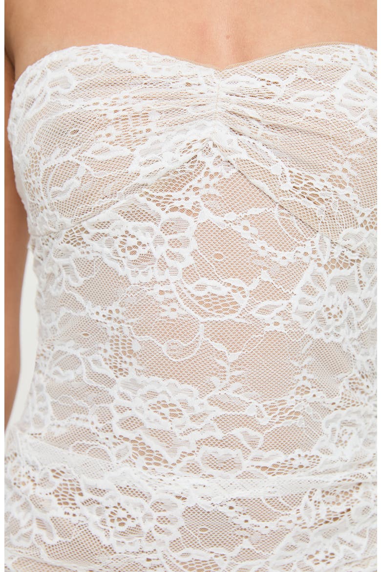 Hailees Strapless Lace Minidress, Alternate, color, WHITE
