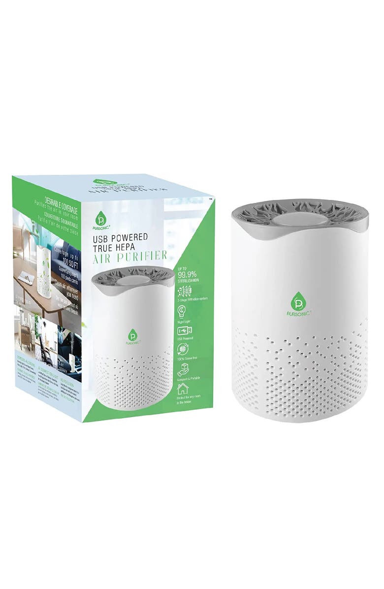 PURSONIC USB Powered True HEPA Air Purifier, Main, color, White