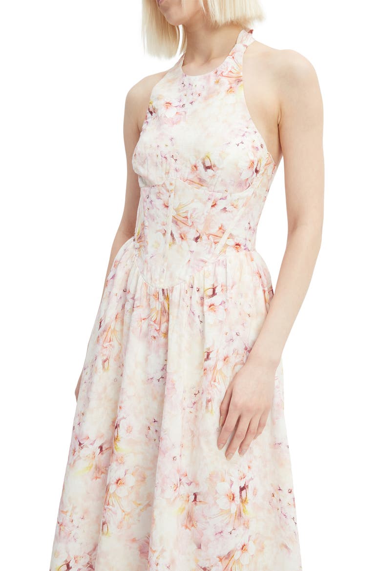 Kylen Ramie Halter Midi Dress, Alternate, color, PINK FLORAL