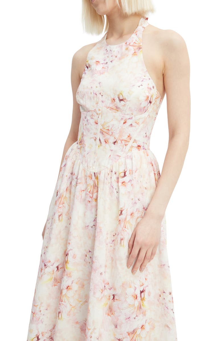 Bardot Kylen Ramie Halter Midi Dress, Alternate, color, Pink Floral