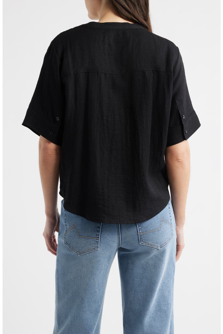 Boxy Short Sleeve Button-Up Shirt, Alternate, color, BLACK