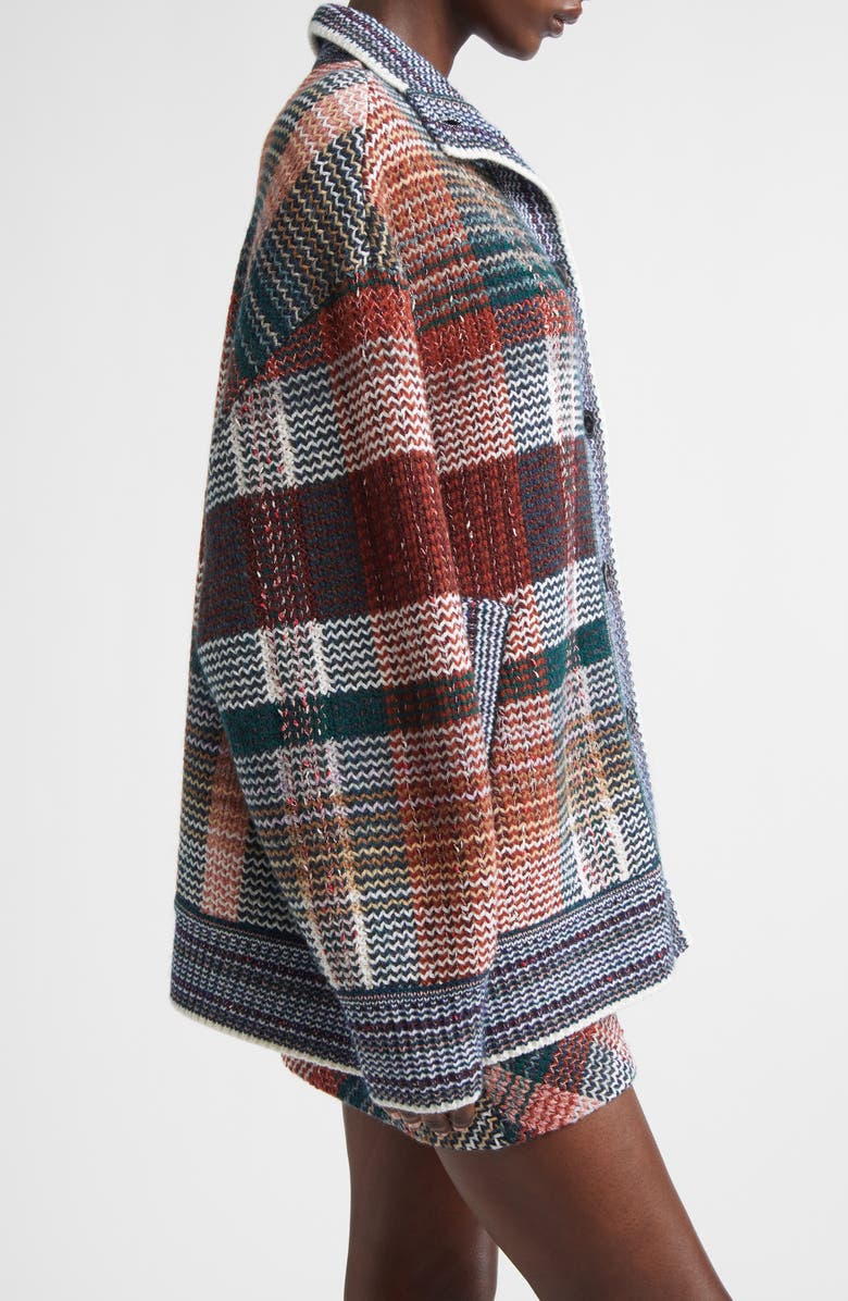 Missoni Oversize Check Wool Blend Cardigan, Alternate, color, Green And Red Tones