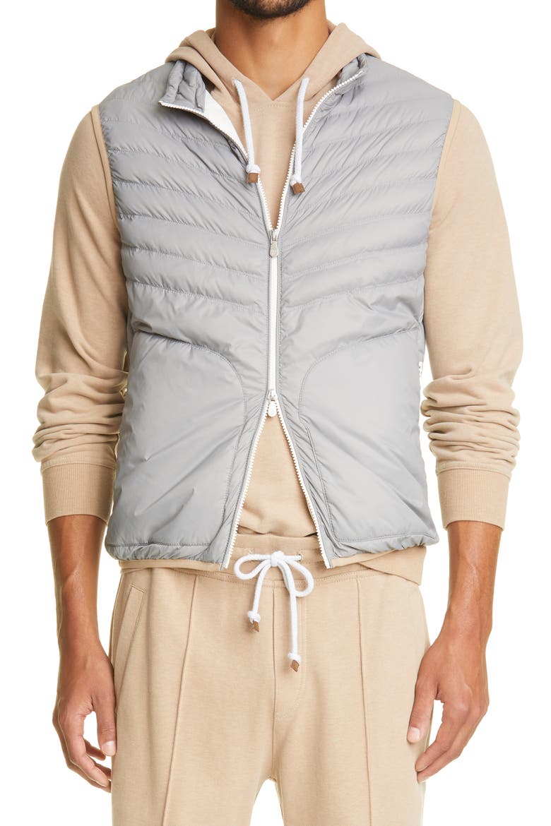 Quilted Down Vest, Main, color, GREY