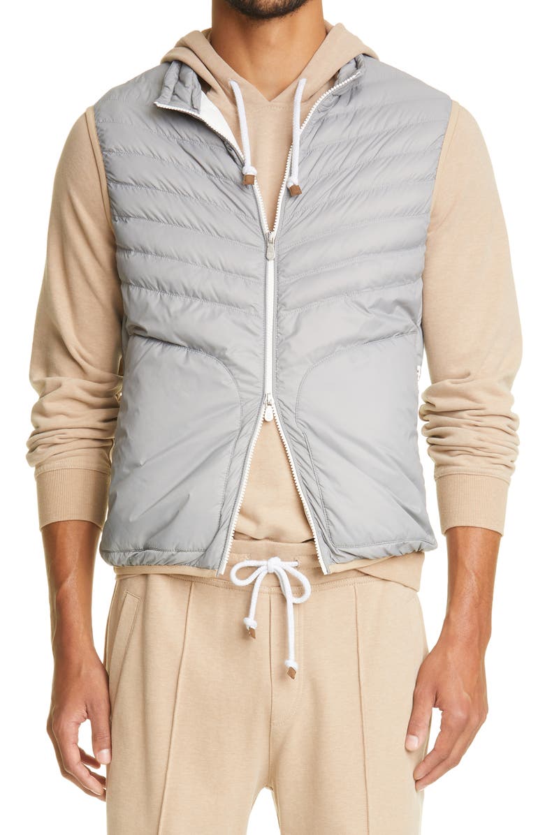 Brunello Cucinelli Quilted Down Vest, Main, color, Grey