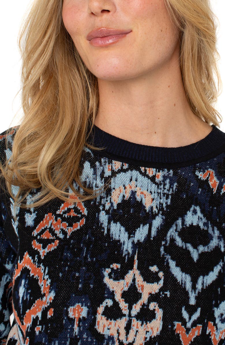 Liverpool Los Angeles Ikat Jacquard Crewneck Sweater, Alternate, color, Blue Multi Ikat