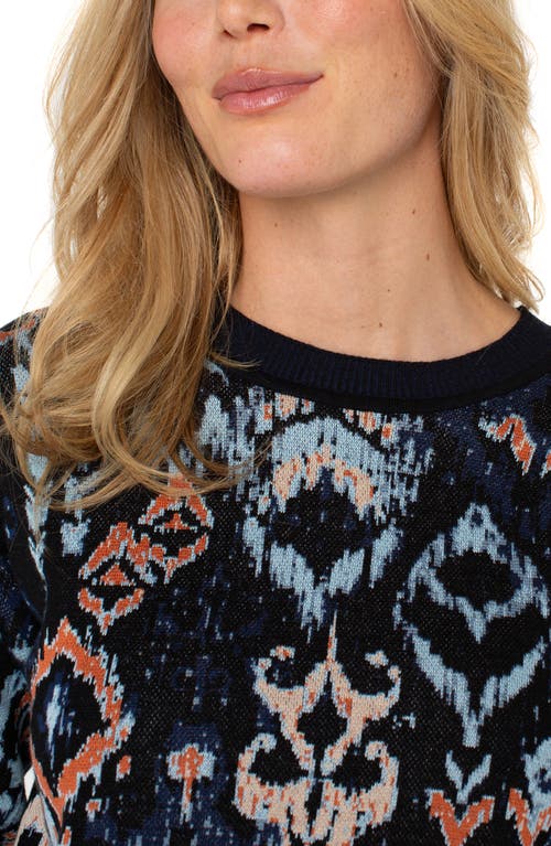 Liverpool Los Angeles Ikat Jacquard Crewneck Sweater In Multi