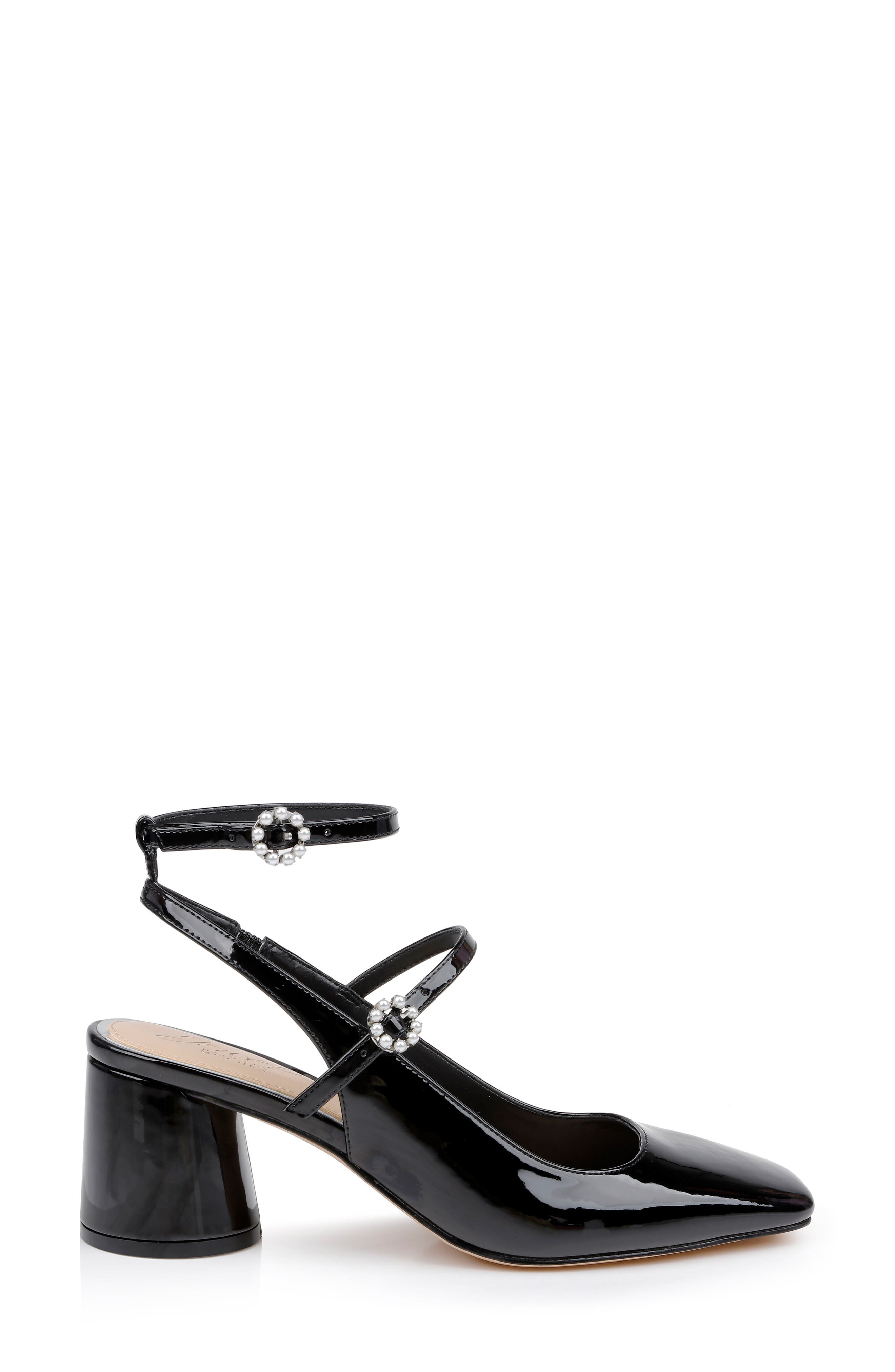 Jewel Badgley Mischka Keilani Ankle Strap Mary Jane Pump, Alternate, color, Black Patent