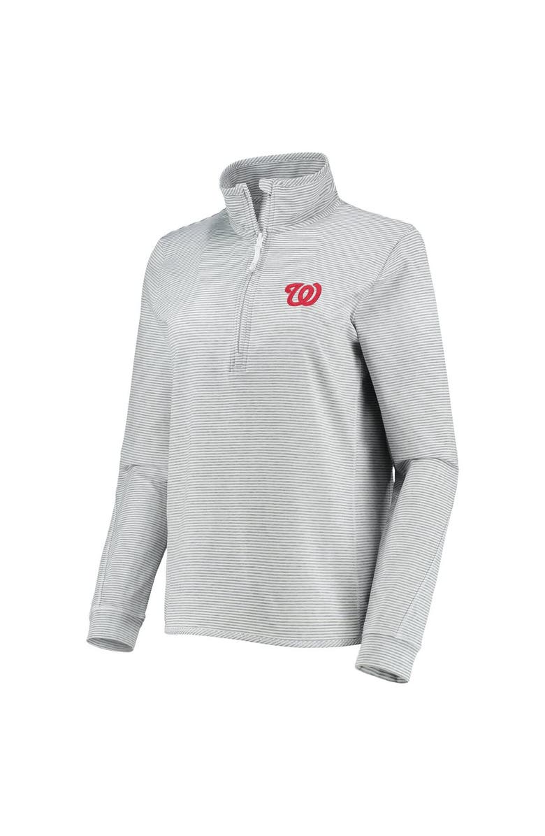 vineyard vines Women's Vineyard Vines Heather Gray Washington Nationals Stripe Sankaty Half-Zip Pullover Top, Alternate, color, 