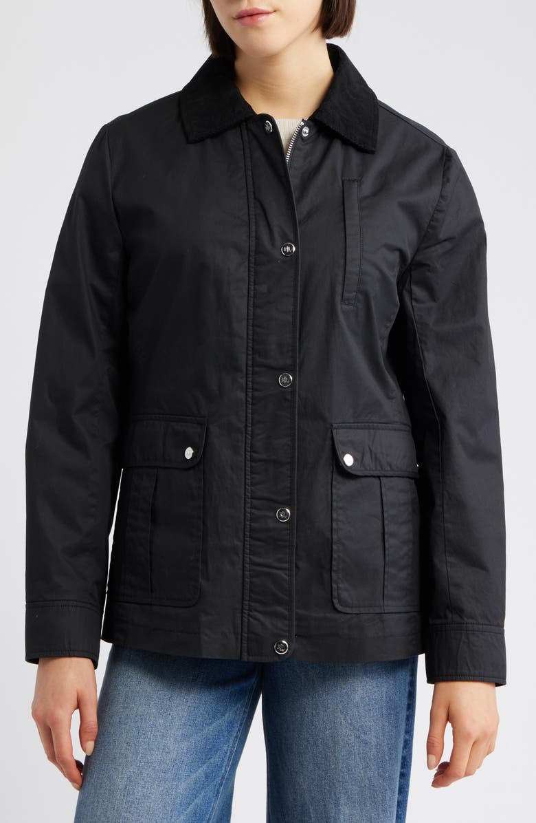 Lauren Ralph Lauren Waxed Cotton Barn Jacket, Alternate, color, Black