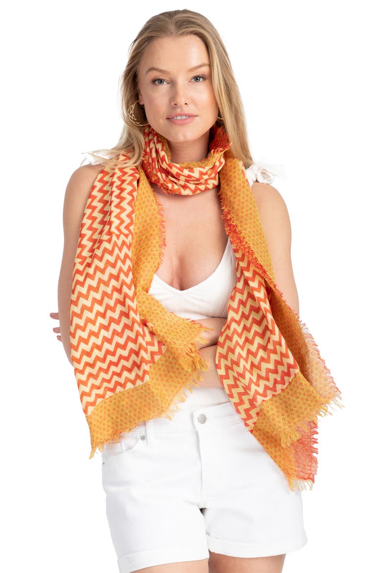 Sunburst Chevron Scarf, Alternate, color, ORANGE