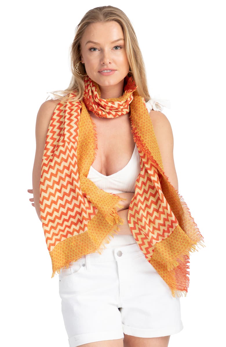SAACHI Sunburst Chevron Scarf, Alternate, color, Orange