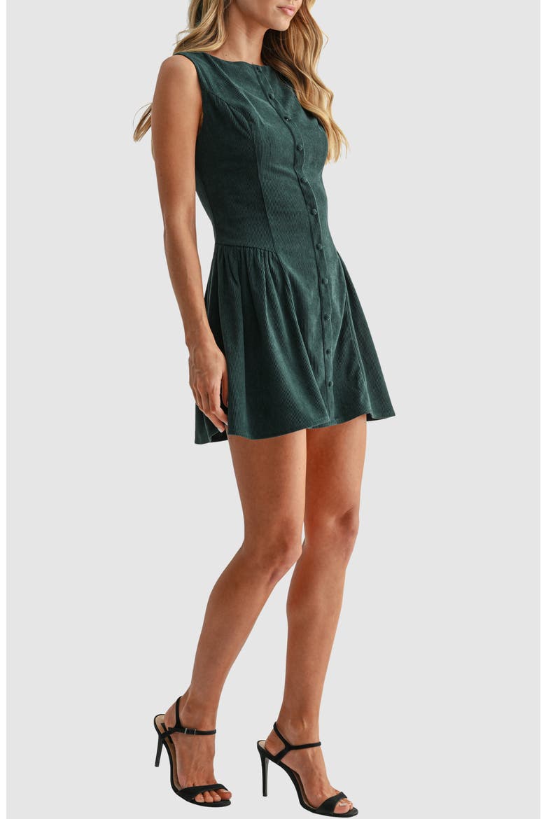 Corduroy Fit and Flare Minidress, Alternate, color, HUNTER GREEN