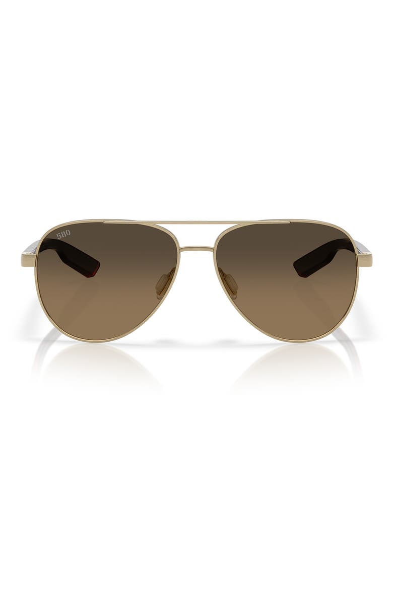 57mm Peli Gradient Polarized Pilot Sunglasses, Main, color, BRUSHED GOLD / COPPER 580G