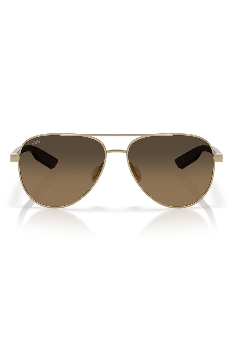 Costa Del Mar 57mm Peli Gradient Polarized Pilot Sunglasses, Main, color, Brushed Gold / Copper 580G