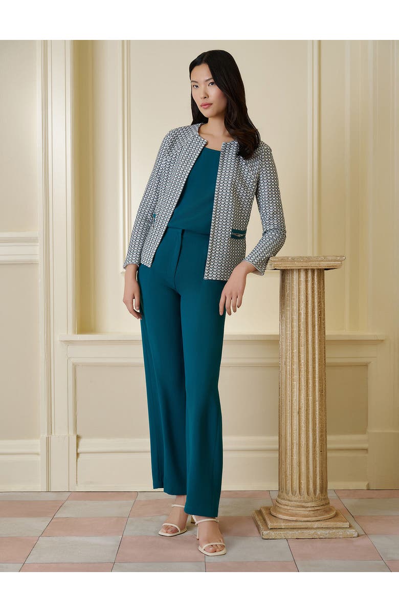 Misook Naomi Wide Leg Crepe de Chine Pant, Alternate, color, Spruce