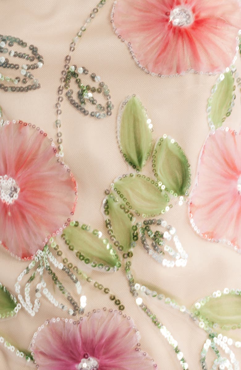 Eliza J Sequin Floral Shift Dress, Alternate, color, Purple Mul