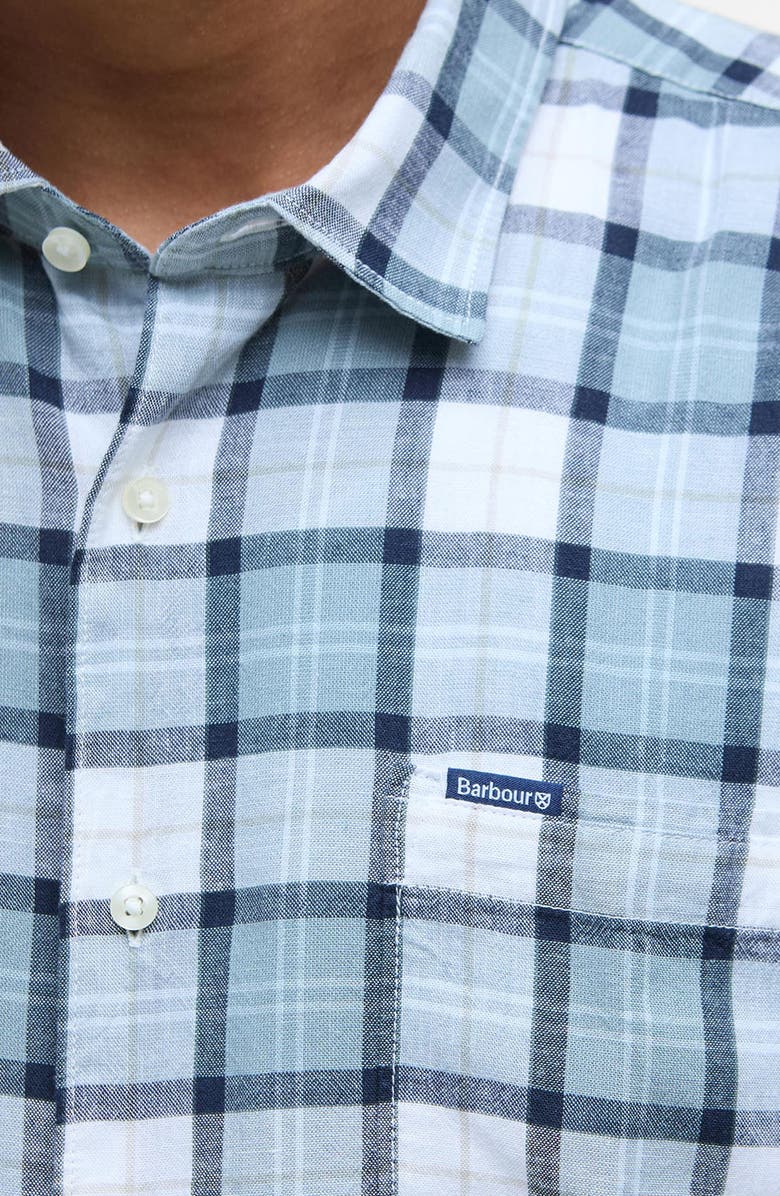 Barbour Midfield Plaid Short Sleeve Lyocell & Linen Button-Up Shirt, Alternate, color, 