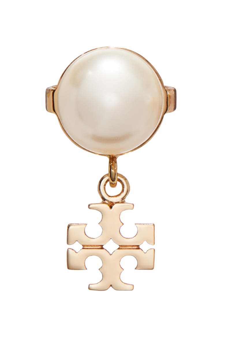 Small Moondance Imitation Pear Earrings, Alternate, color, TORY GOLD / CREAM