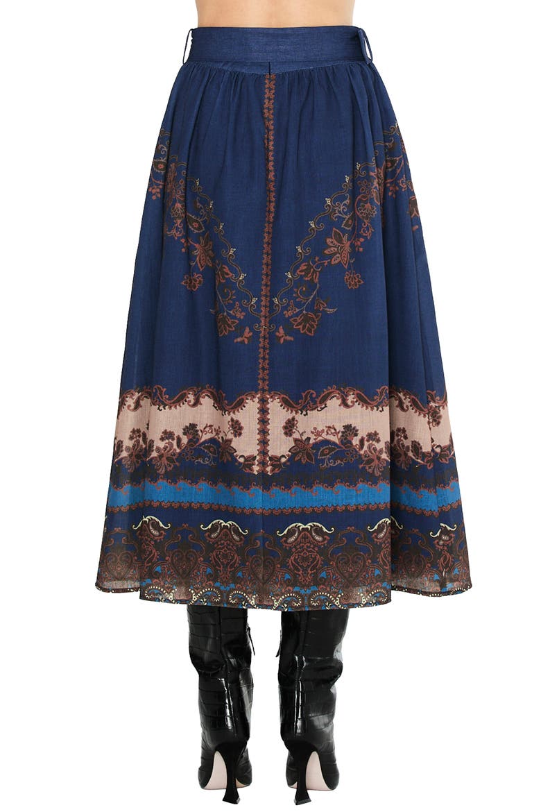 Jaxine Belted Midi Skirt, Alternate, color, NAVY MULTI