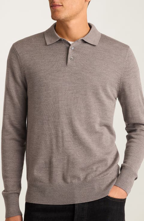 Long Sleeve Merino Wool Polo Sweater