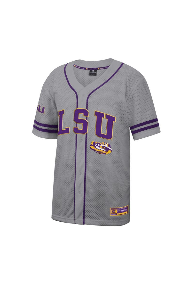 Men's Colosseum Gray LSU Tigers Free Spirited Baseball Jersey, Alternate, color, Gray