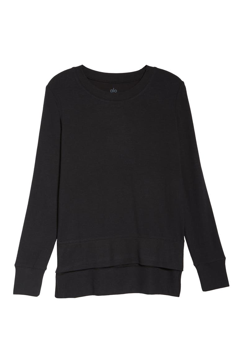 'Glimpse' Long Sleeve Top, Alternate, color, BLACK